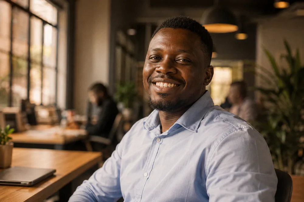 A ZimMula customer smiling at work